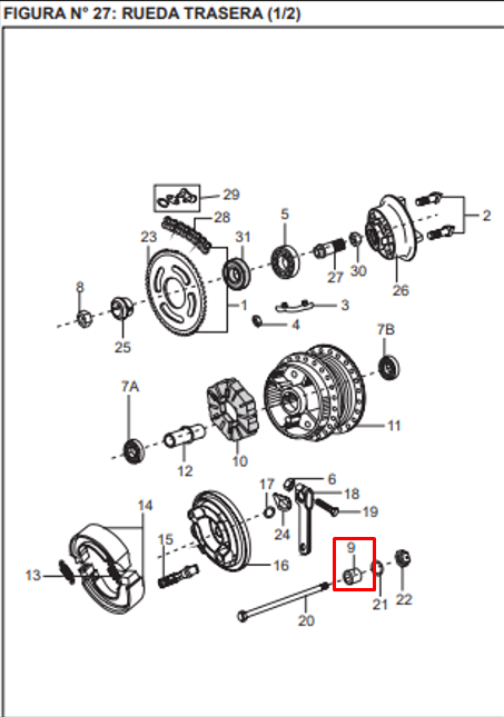 Buje trasero derecho boxer 100 s1d BAJAJ original