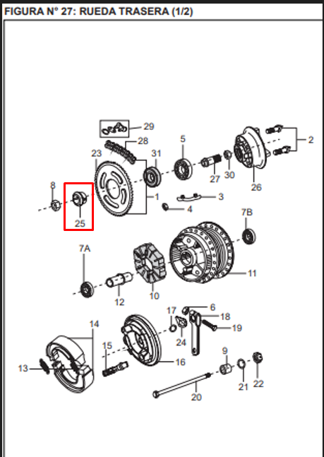 Buje trasero izquierdo boxer tec 100 BAJAJ original