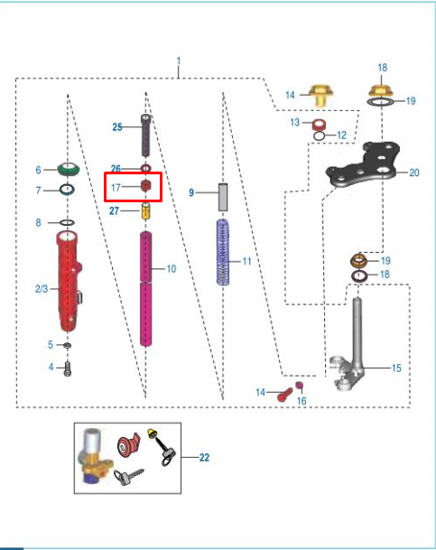 Resorte de telescopio boxer ct 100 - caliber BAJAJ 115 original