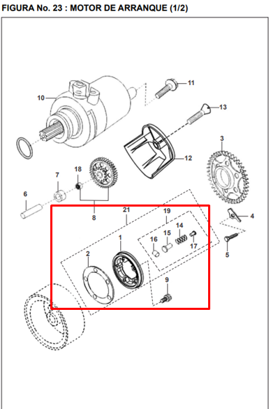 Clutch de arranque completo pilsar 180/ii - discover BAJAJ 135 original