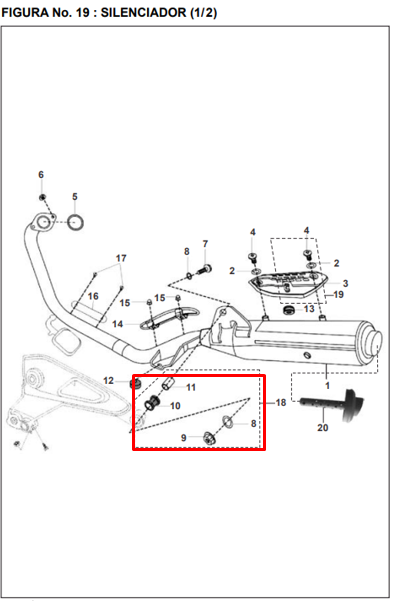 Kit soporte de mofle pulsar ug 180 BAJAJ original