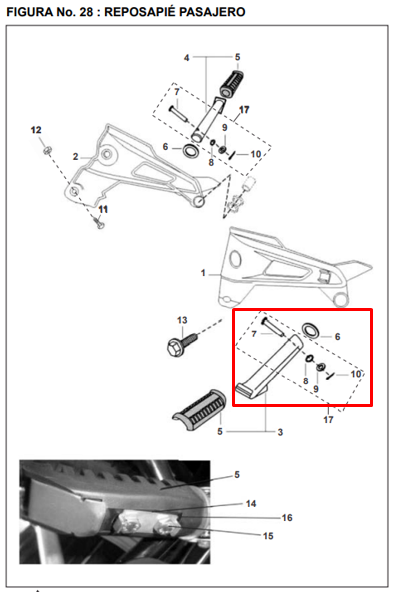 Kit pasador posapie rr pulsar original BAJAJ