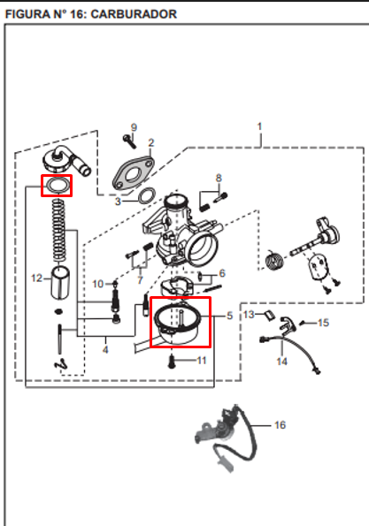 Kit orin taza carburadorurador boxer te original BAJAJ