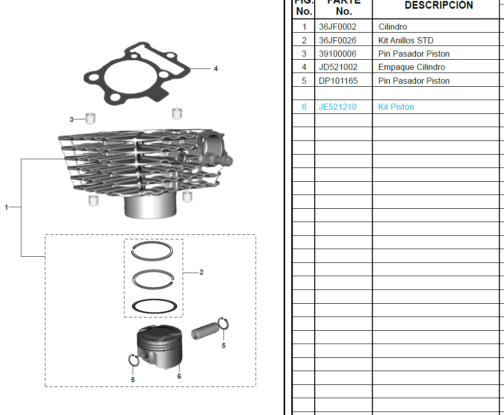 Kit de cilindro pulsar ns 150 BAJAJ original