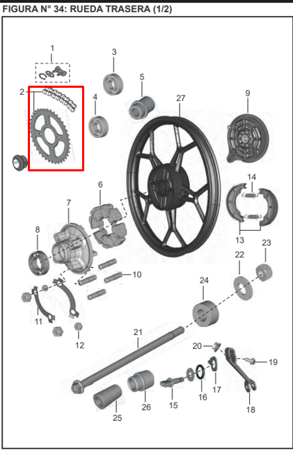 Kit arrastre discover st 125 BAJAJ original (14 dientes 45 - huecos 4)