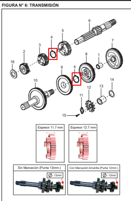Pin de caja (milimetros 16) boxer BAJAJ 100 original