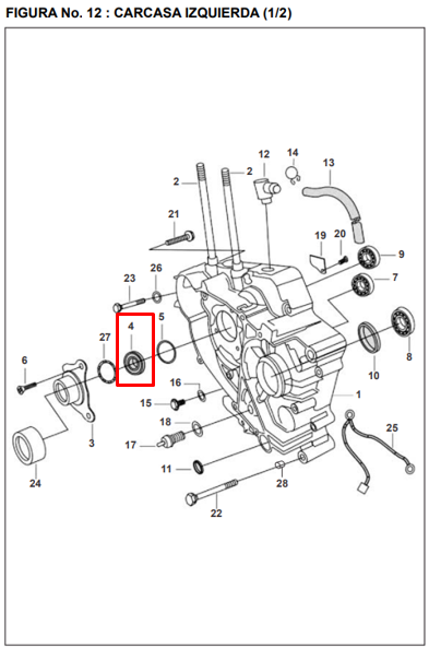 Retenedor izquierdo de cigüeñal (24-40-07) pulsar BAJAJ original
