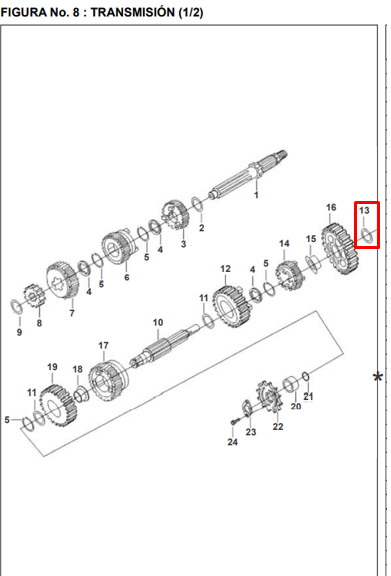 Arandela de caja 15.3x26x0.pulsar 7 BAJAJ 180 original