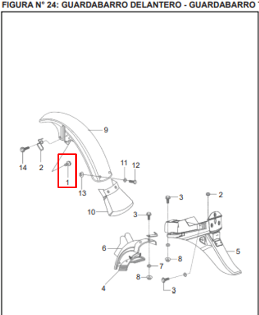 Tornillo de guardabarros delantero a 08xboxer 016 BAJAJ 100 original