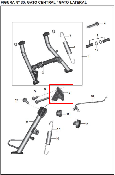 Soporte de gato lateral pulsar ns 200 BAJAJ original