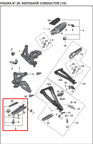 Reposapie pulsar ns 200 BAJAJ original (delantero izquierdo)