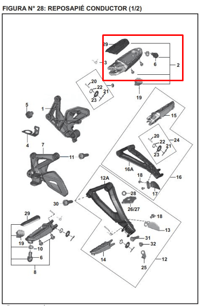 Reposapie pulsar ns 200 BAJAJ original (delantero derecho)