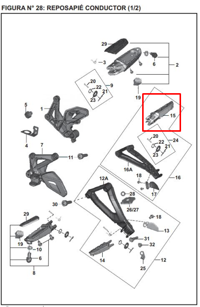 Reposapie pulsar ns 200 fi BAJAJ original (trasero derecho)