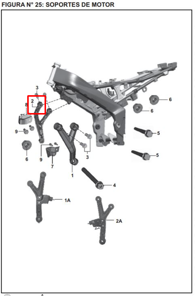 Soporte de motor pulsar ns 200 BAJAJ original (derecho)