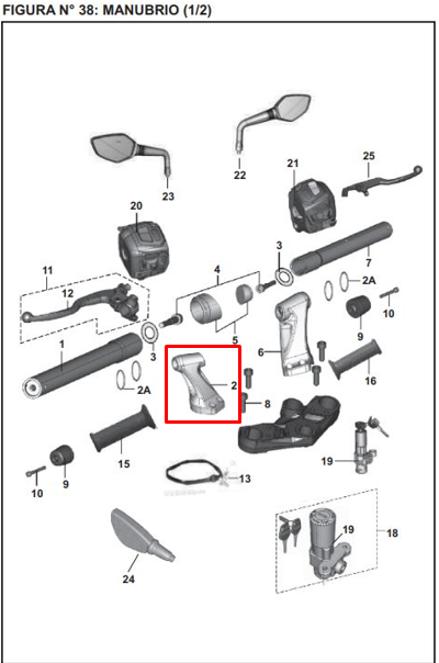 Soporte de manubrio pulsar ns 200 BAJAJ original (izquierdo)