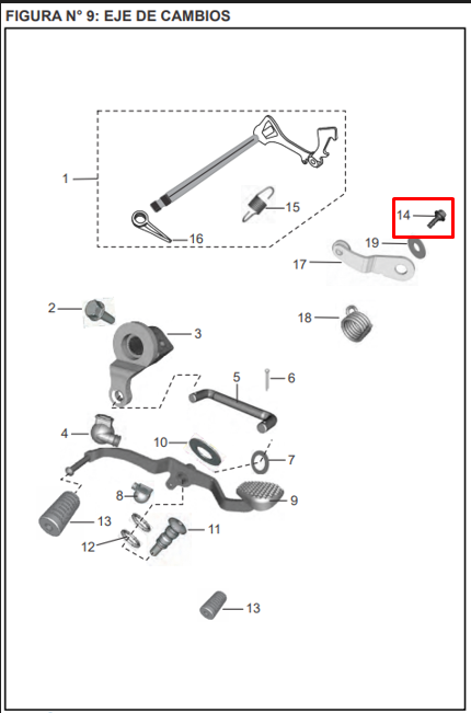 Tornillo leva de cambios pulsar ns 160/150/bsbajaj 4 original