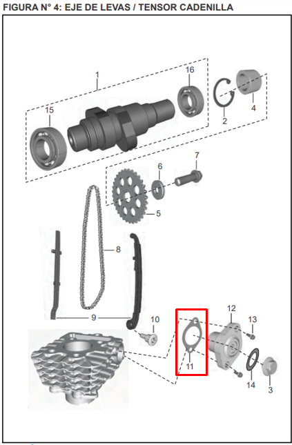 Empaque tensor de cadenilla pulsar ug 180/bajaj 200 original