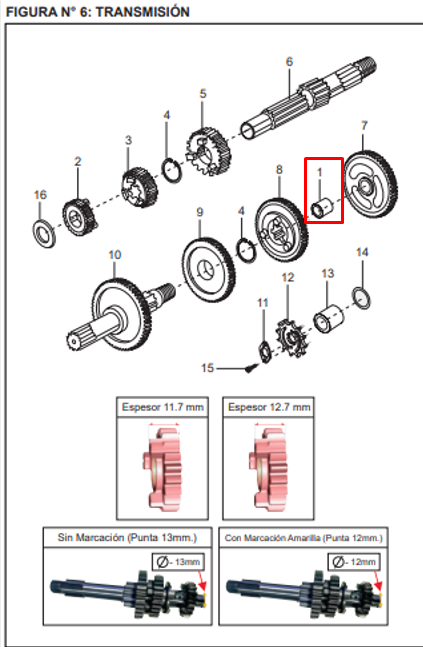 Buje piñon de caja boxer tec 100-s1d BAJAJ original