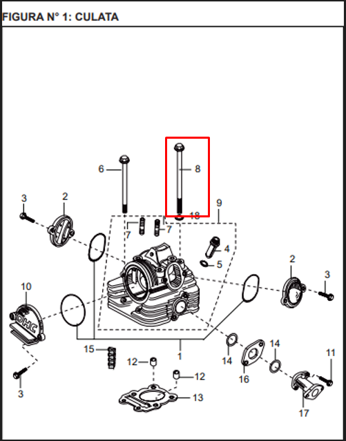 Esparrago de culata boxer BAJAJ 100 original
