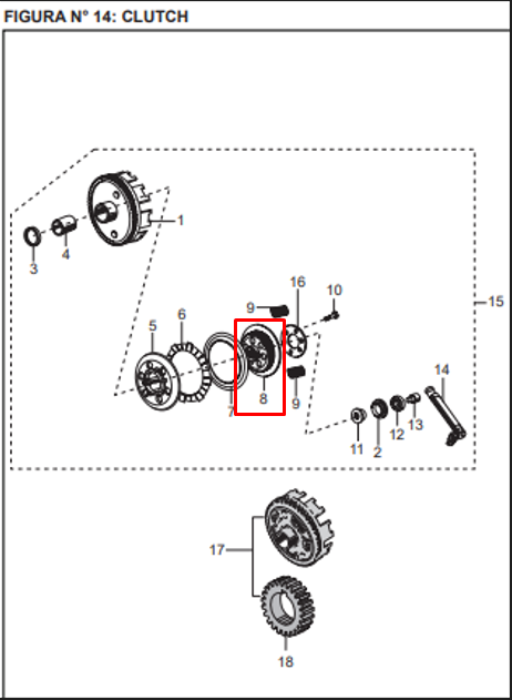 Corona int clutch bxr tec/platino original 100 BAJAJ