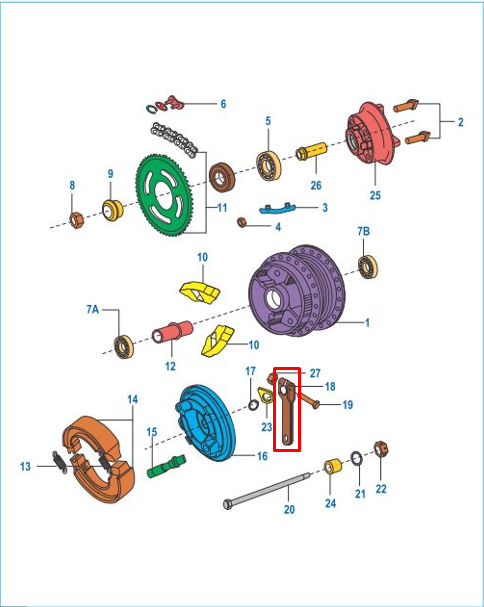 Leva de freno boxer ct 100 - discover 100 - xcd BAJAJ 125 original (delantera)