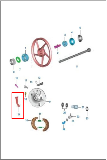 Leva de freno boxer ct 100 - discover 100 - xcd BAJAJ 125 original (delantera)