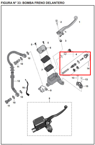 Chupas bomba de freno discover 125st/135 - pulsar 135/ns BAJAJ original