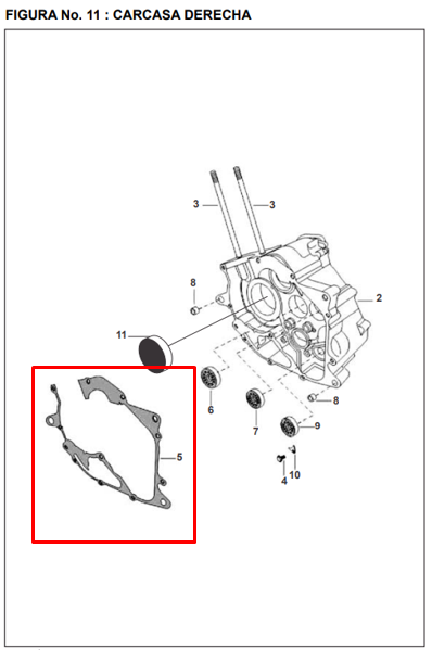 Empaque centro motor pulsar 180/bajaj 220 original