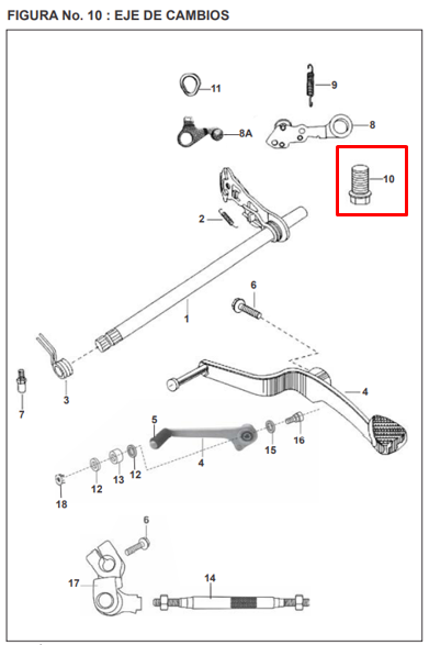 Tornillo eje de cambios pulsar ug 180/bajaj 200 original