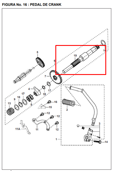 Eje crank pulsar BAJAJ 180 original (solo)