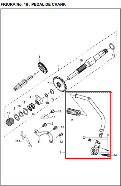Pedal de crank pulsar BAJAJ 180 original