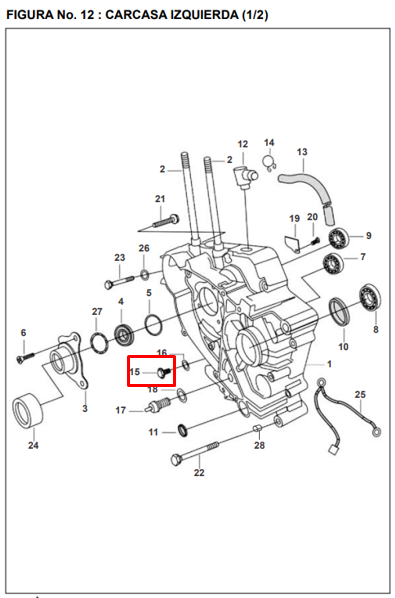 Tornillo drenaje de aceite pulsar BAJAJ original