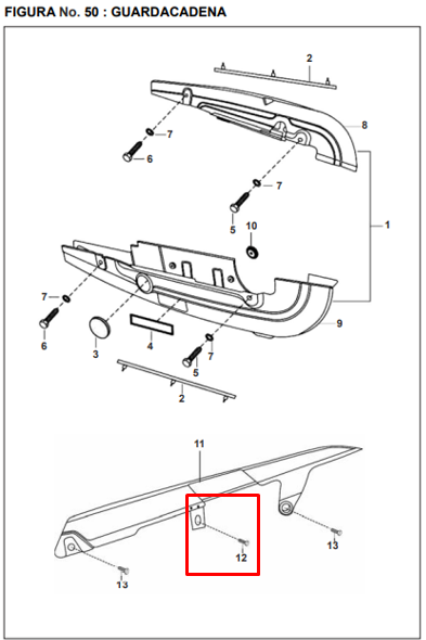 Tornillo de guardacadena 6xdiscover 8 125+/st BAJAJ original