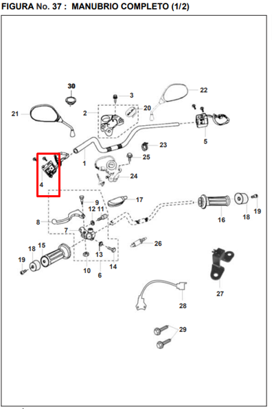 Comando izquierdo pulsar ii 180 BAJAJ original