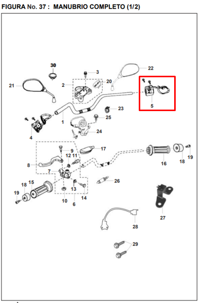 Comando derecho pulsar dts 180-i BAJAJ original