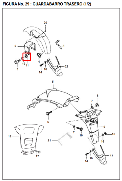 Antivibrante de guardabarros delantero pulsar ug 180 BAJAJ original