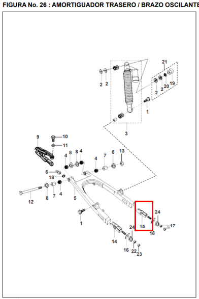 Tensor derecho de cadena pulsar 135/bajaj 180 original