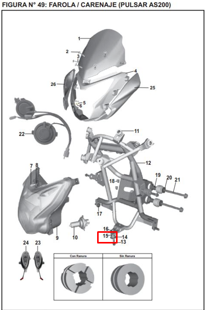Antivibrante de carenaje pulsar dts 180-i BAJAJ original