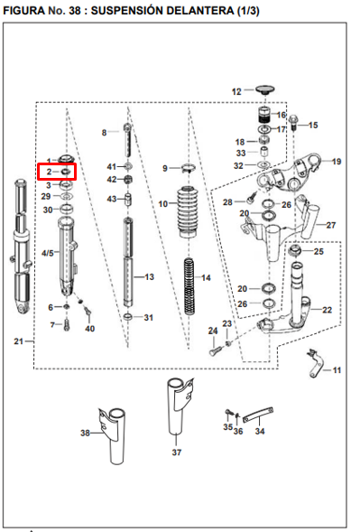 Pin de telescopio (milimetros 43) pulsar 180 - discover 125/bajaj 135 original