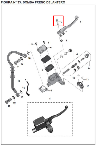 Tornillo leva de freno discover - pulsar BAJAJ original