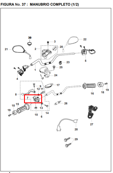 Soporte de manigueta pulsar ii 180 BAJAJ original (izquierdo)