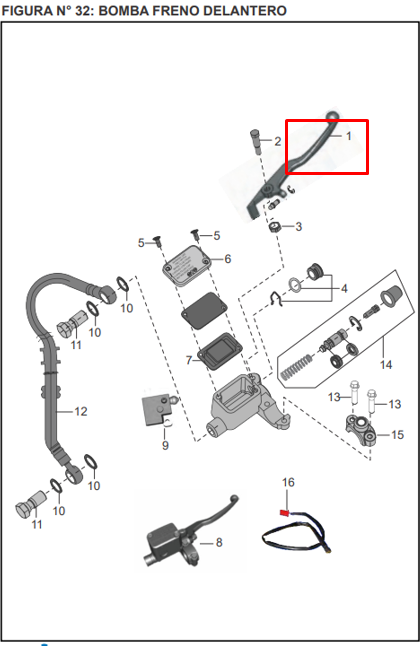 Manigueta de freno pulsar black 180/ns 200 BAJAJ original