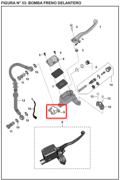 Switch de stop pulsar black 180 BAJAJ original (delantero)