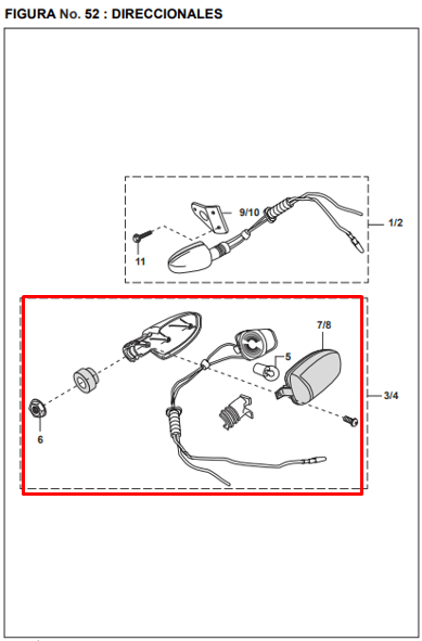 Direccional discover BAJAJ 125 original (delantera derecha)