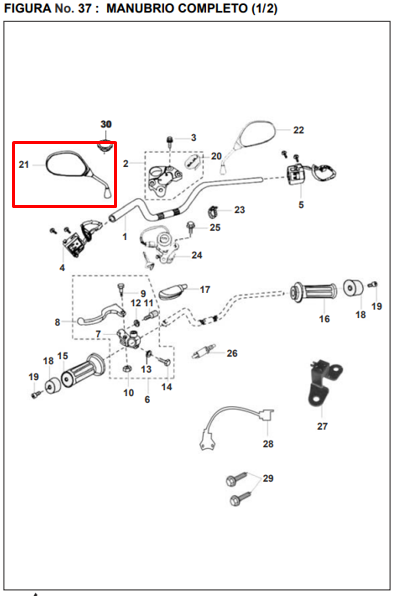 Espejo izquierdo pulsar 180/200/220s BAJAJ original