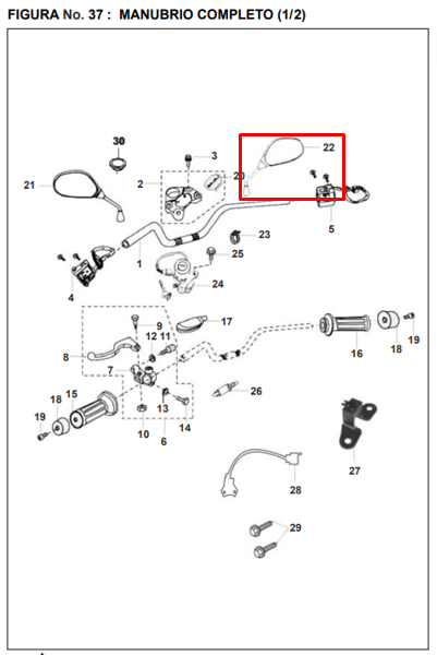 Espejo derecho pulsar 180/200/220s BAJAJ original