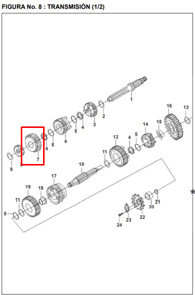 Piñon de quinta eje primario (dientes 26) pulsar 180ug/bajaj 200 original