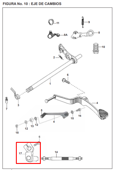 Leva eje de cambios externa pulsar BAJAJ 200 original