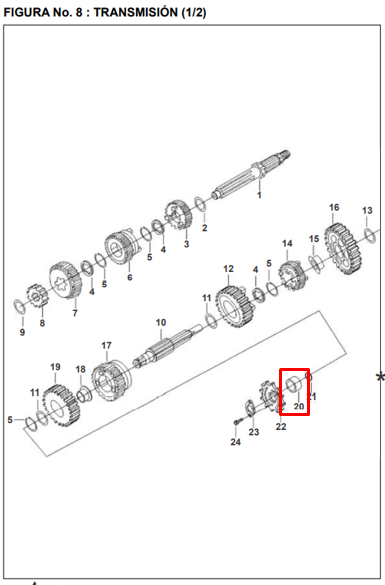 Buje de salida (20x25x17) pulsar BAJAJ 200 original