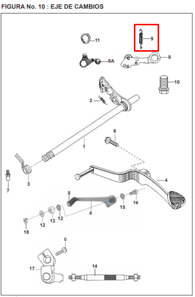 Resorte leva de cambios pulsar 180ug/bajaj 220 original